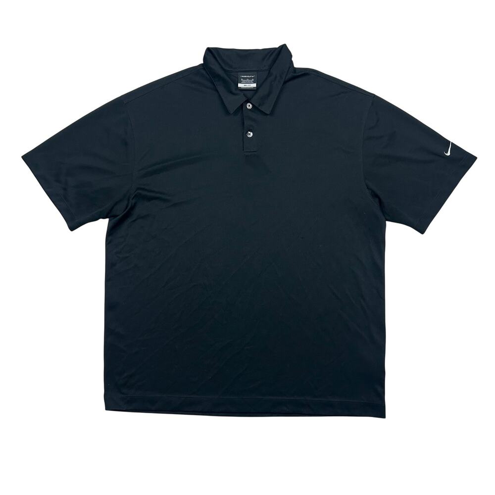 Nike Golf Dri Fit Polo Shirt Mens XL Black Short Sleeve Swoosh Performance